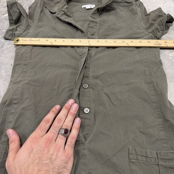 Lacoste Womens Short Sleeve Dress Green Button Down Sz 36 Cotton Pockets - Picture 3 of 8